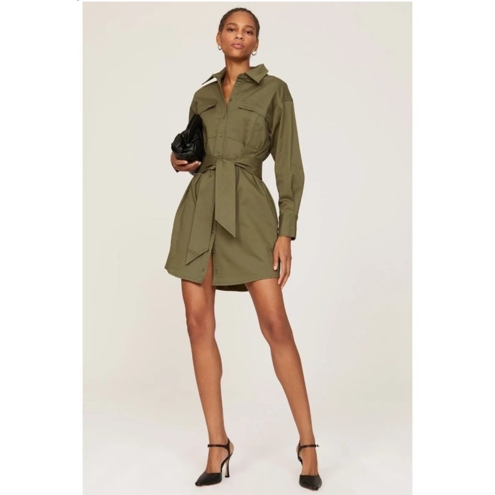 MARISSA WEBB Belted Shirt Dress Olive
